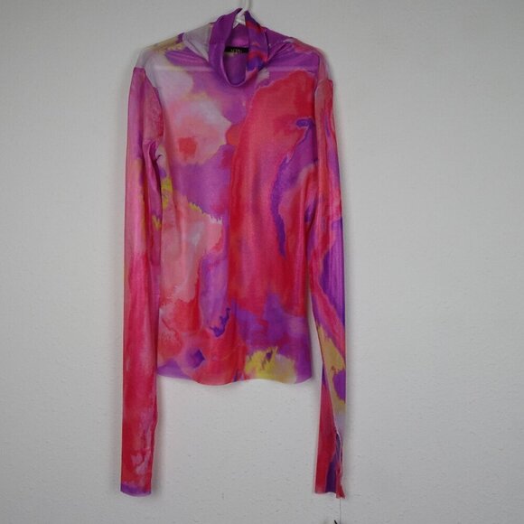 AFRM Mesh Top Women's Size XS Purple Pink Long Sleeve Hippie Festival Boho - Picture 1 of 8